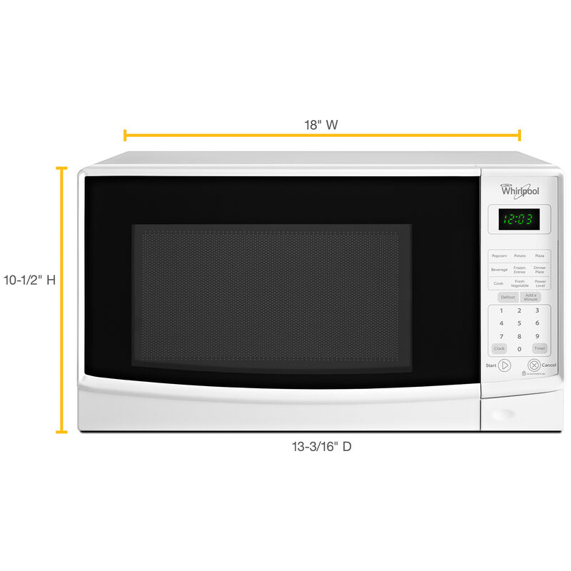 Whirlpool 18 in. 0.7 cu.ft Countertop Microwave with 10 Power Levels - White, White, hires
