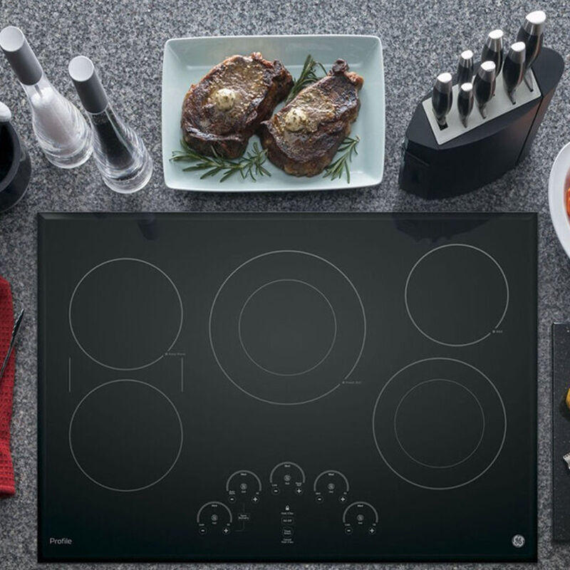 GE Profile 30" Electric Cooktop with 5 Smoothtop Burners Black P.C