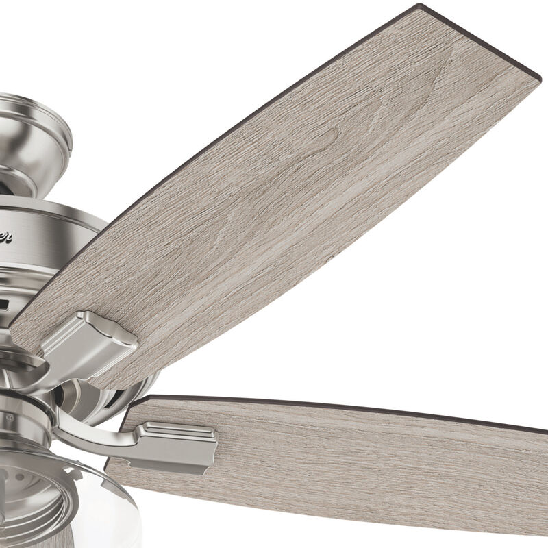 Hunter Bennett 52 in. Ceiling Fan with LED Light Kit and Remote - Brushed Nickel, , hires