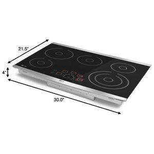 LG 30 in. 5-Burner Electric Cooktop with Simmer Burner & Power Burner - Black, , hires