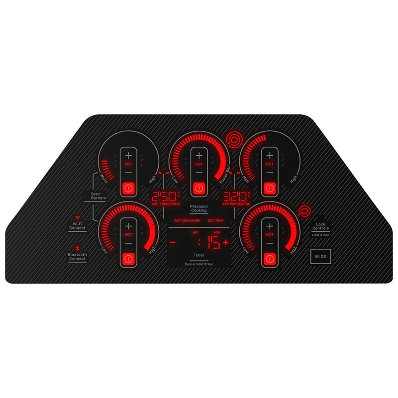 GE Profile 30 in. 5-Burner Smart Electric Cooktop with Simmer Burner & Power Burner - Black, , hires