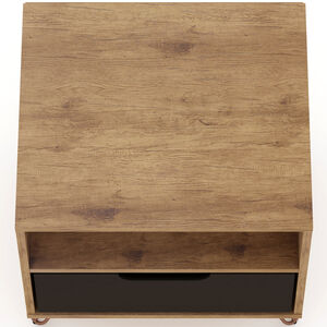 Manhattan Comfort Rockefeller Mid-Century Modern 1-Drawer Nightstand Textured Gray, , hires