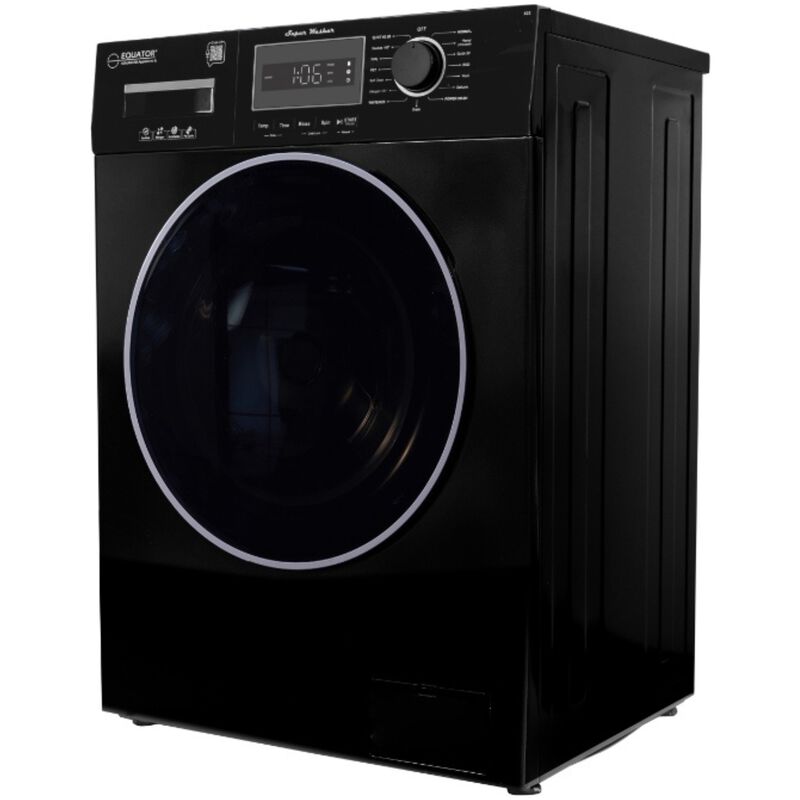 Equator Compact 24 in. 1.57 cu. ft. Stackable Front Load Washer with Pet & Sanitize Cycle - Black, , hires
