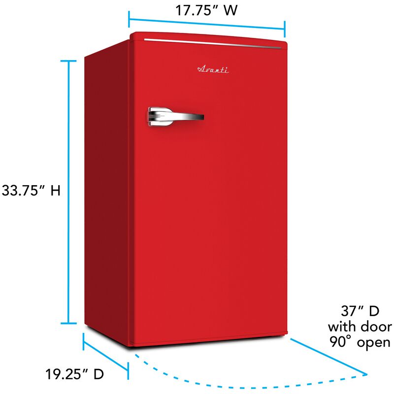 Avanti 18 in. 3.1 cu. ft. Mini Fridge with Freezer Compartment - Red, Red, hires