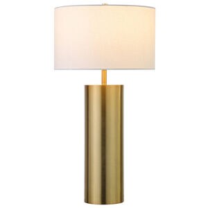 Hudson & Canal York Tall Table Lamp with Fabric Shade - Brass, , hires