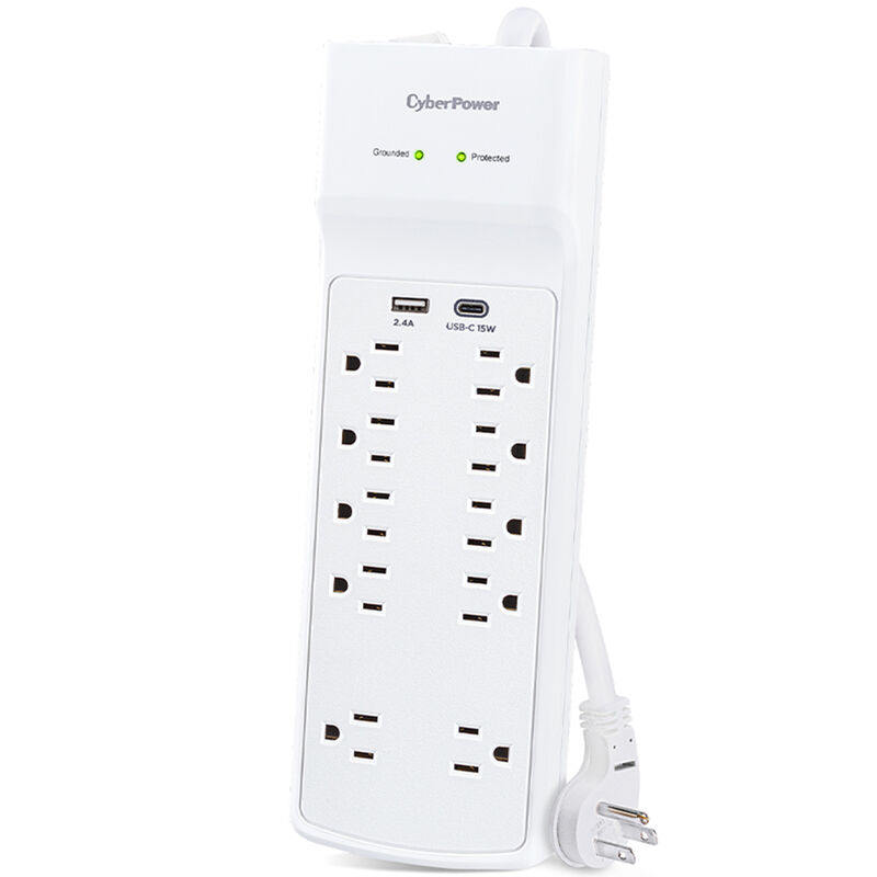 CyberPower 10-Outlet Essential Surge Protector - White, , hires
