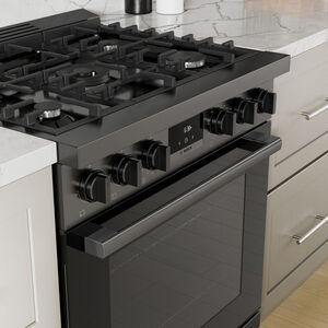 Bosch 800 Series 30 in. 3.9 cu. ft. True European Convection Dual Fuel Range with 5 Sealed Burners - Black Stainless, , hires