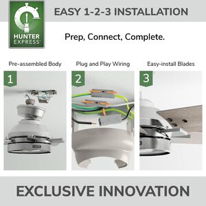 Hunter 52 in. Georgetown Energy Star HunterExpress Ceiling Fan with LED Light Kit & Handheld Remote - Brushed Nickel, , hires