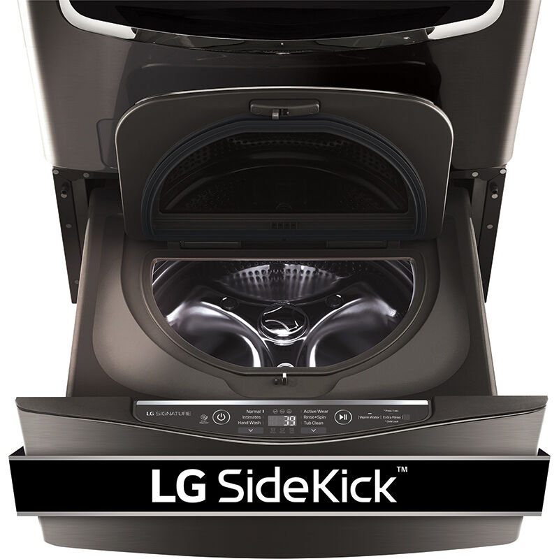 LG Signature 29" 1.0 Cu. Ft. TWINWash Compatible Pedestal Washer - Black StainlessSteel, , hires