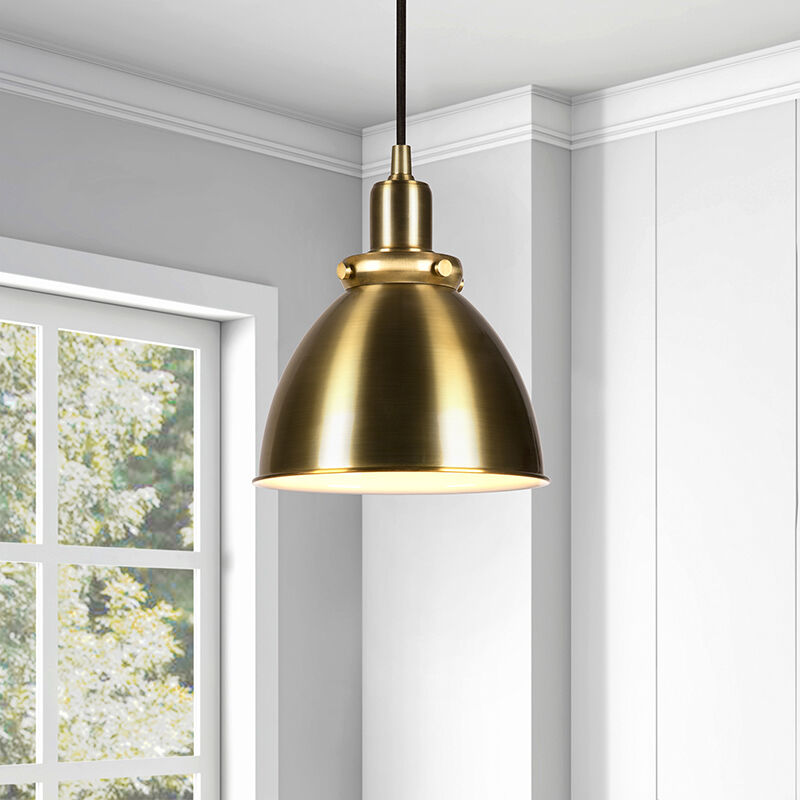 Hudson & Canal Madison 8 in. Pendant with Brass Fixture - Brass Shade, , hires