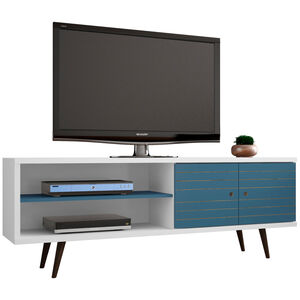 Manhattan Comfort Liberty 63" TV Stand - White & Aqua Blue, , hires