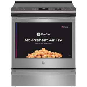 GE Profile 30 in. 5.3 cu. ft. Smart Air Fry Convection Oven Slide-In Electric Range with 5 Smoothtop Burners - Stainless Steel, , hires