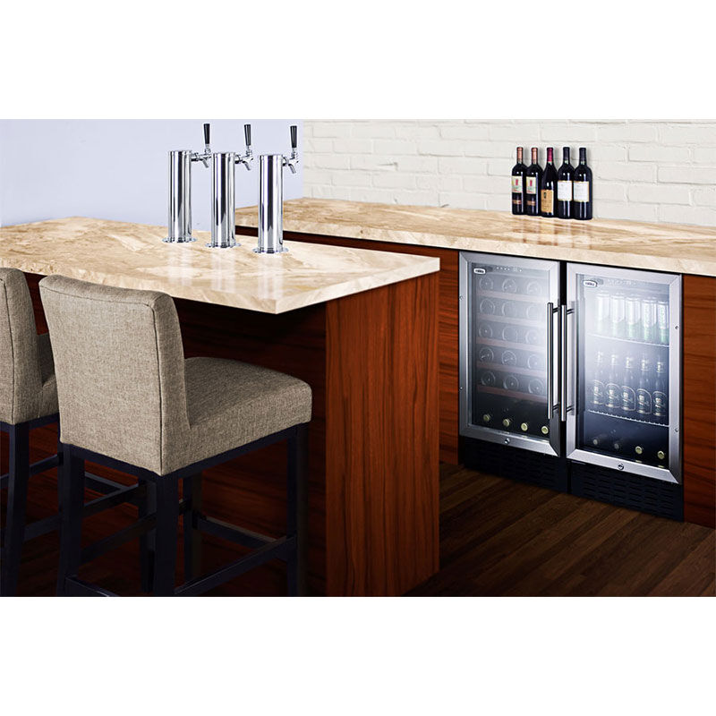 Summit 18 in. Built-In/Freestanding 2.7 cu. ft. Compact Beverage Center with Adjustable Shelves & Digital Control - Stainless Steel, , hires