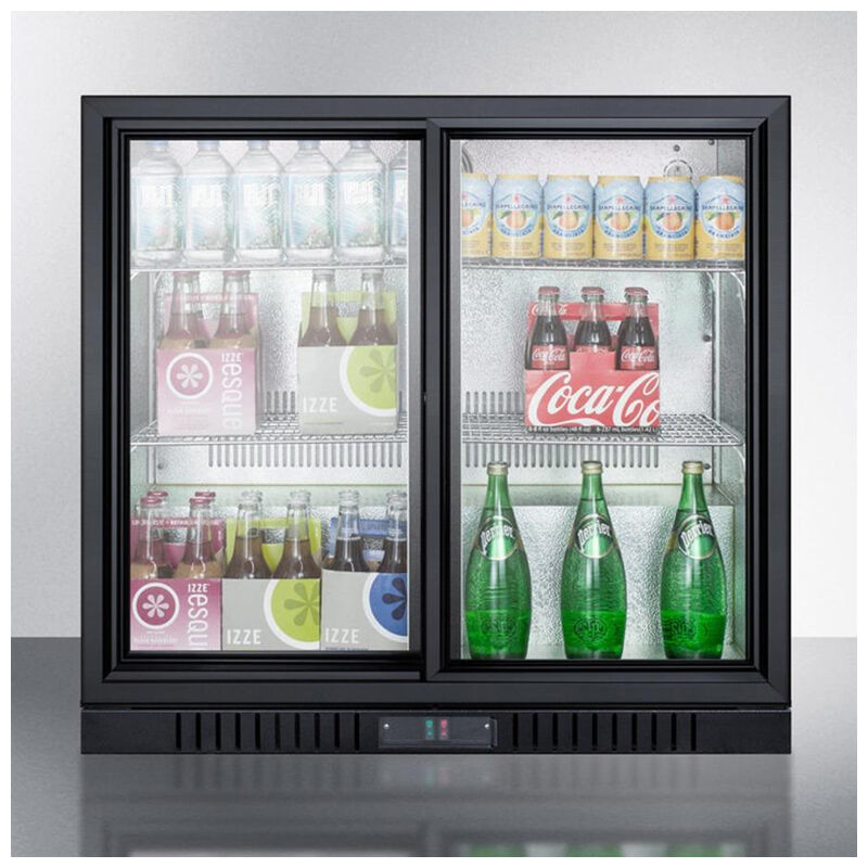 Summit Commercial 36 in. Freestanding 7.4 cu. ft. Compact Beverage Center With Adjustable Shelves & Digital Control - Black, , hires