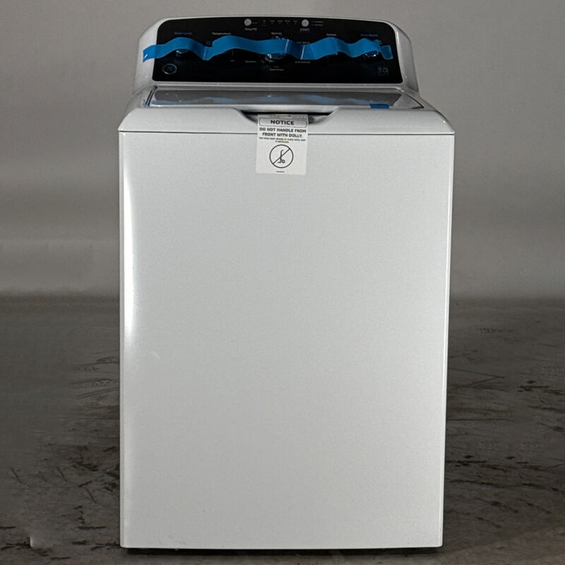GE 27 in. 4.5 cu. ft. Top Load Washer with Stainless Steel Basket, Cold Plus, Wash Boost , True Dual-Action Agitator & Sanitize with Oxi - White (Open Box Excellent Condition), , hires