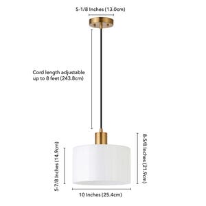 Hudson & Canal Henri 10 in. Pendant with White Milk Glass - Brass, , hires