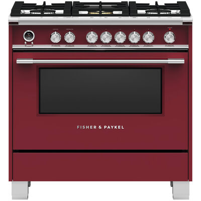 Fisher & Paykel Series 9 Classic 36 in. 4.9 cu. ft. Convection Oven Freestanding Dual Fuel Range with 5 Sealed Burners - Red | OR36SCG6R1