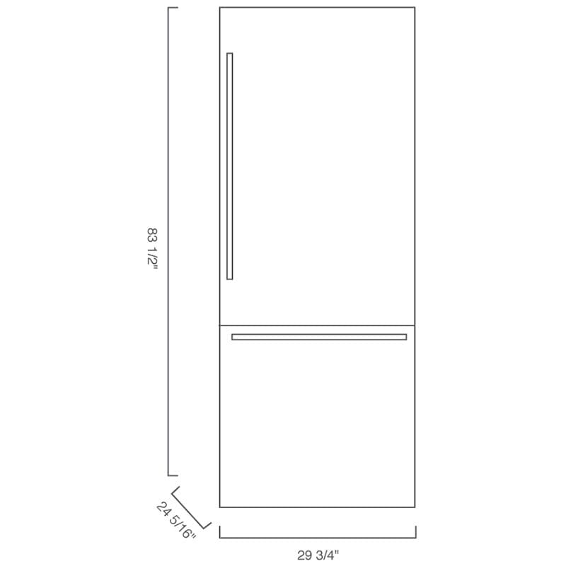 Blomberg 30 in. 16.4 cu. ft. Built-In Counter Depth Bottom Freezer Refrigerator with Internal Water Dispenser - Custom Panel Ready, , hires