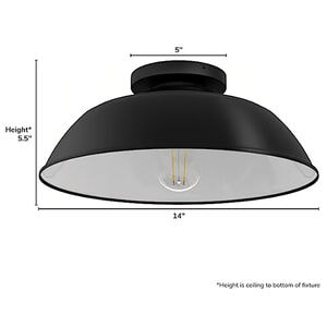 Hunter Mill Valley Rustic Modern Metal Dome Medium Flush Mount Outdoor Light - Matte Black, , hires