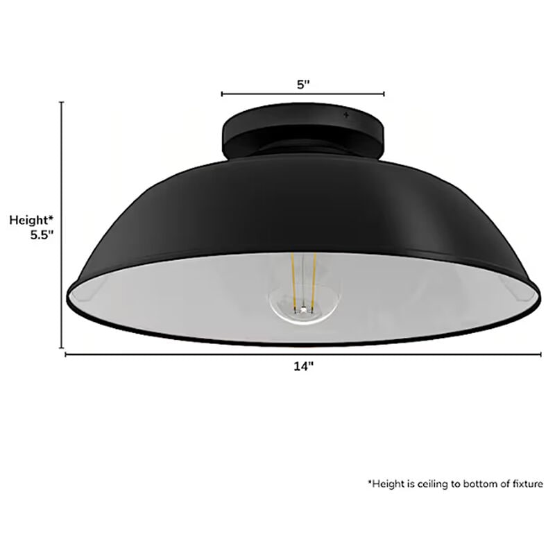 Hunter Mill Valley Rustic Modern Metal Dome Medium Flush Mount Outdoor Light - Matte Black, , hires