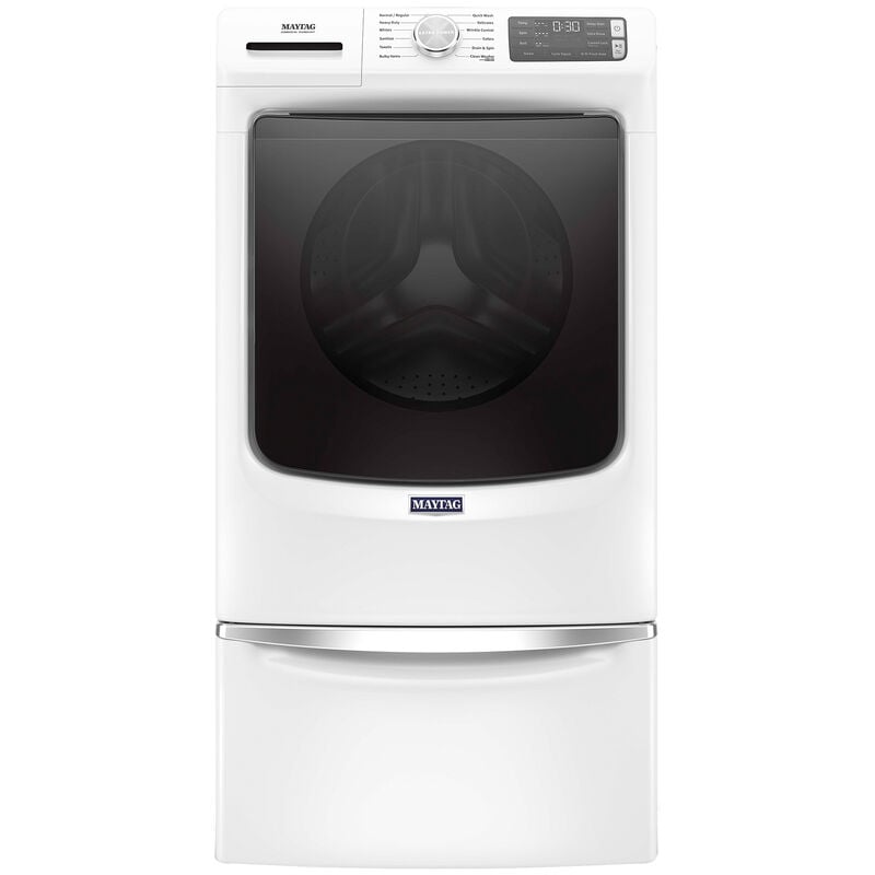 Maytag 27 in. 4.8. cu. ft. Stackable Front Load Washer with Extra Power, 16-Hr Fresh Hold Option, Sanitize & Steam Wash Cycle - White, White, hires