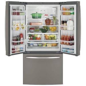GE 33 in. 18.6 cu. ft. Counter Depth French Door Refrigerator with Internal Water Dispenser - Fingerprint Resistant Slate, Slate, hires
