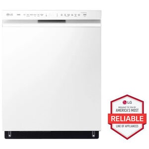 LG 24 in. Front Control Dishwasher with 48 dBa Sound Level, 3rd-Rack, Dynamic Dry & Pocket - White, White, hires