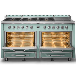Viking Tuscany Series 66 in. 7.6 cu. ft. True European Convection Double Oven Dual Fuel Range with 8 Sealed Burners - Splash, , hires