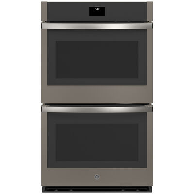 GE 30 in. 10.0 cu. ft. Electric Smart Double Oven with True European Convection & Self Clean - Fingerprint Resistant Slate | JTD5000EVES