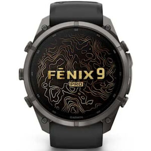 Garmin fenix 9 Pro 51 mm, AMOLED Smart Watch - Carbon Gray DLC Titanium with Black/Pebble Gray Silicone Band, , hires