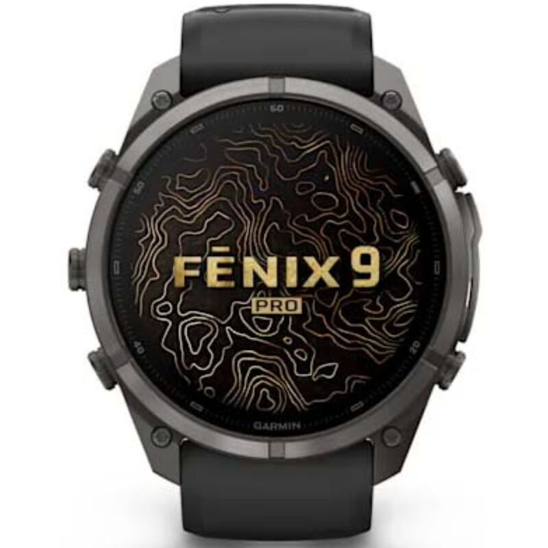 Garmin fenix 9 Pro 51 mm, AMOLED Smart Watch - Carbon Gray DLC Titanium with Black/Pebble Gray Silicone Band, , hires