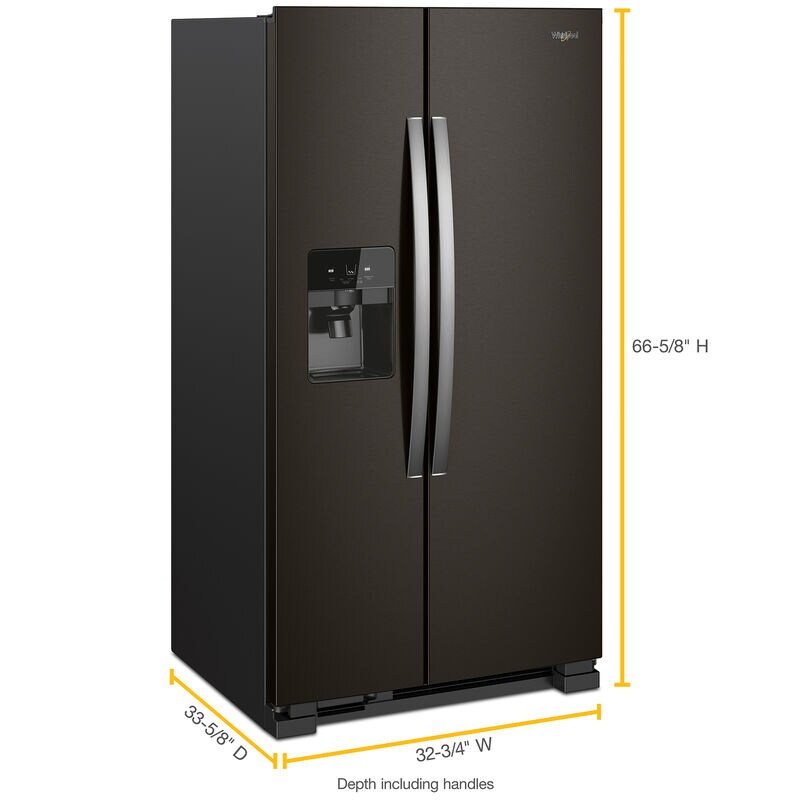 Whirlpool 33 in. 21.4 cu. ft. Side by Side Refrigerator with Ice & Water Dispenser - Black Stainless, Black Stainless, hires