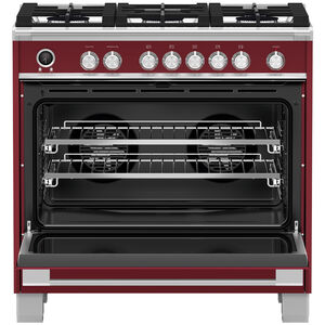 Fisher & Paykel Series 9 Classic 36 in. 4.9 cu. ft. True European Convection Dual Fuel Range with 5 Sealed Burners - Red, , hires