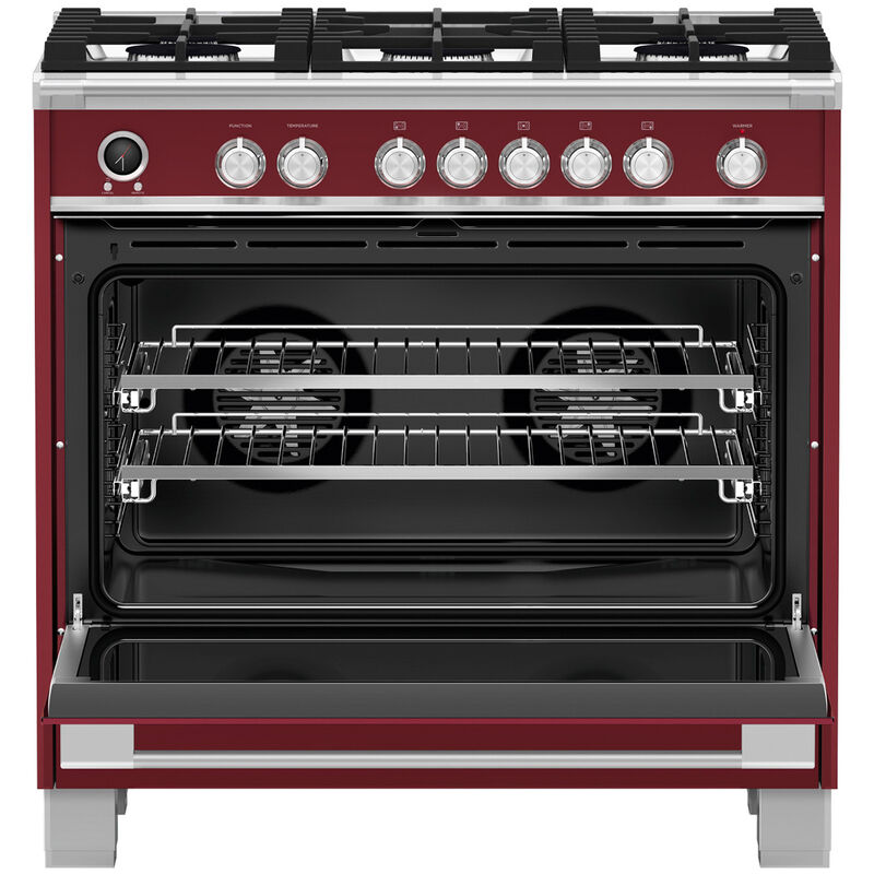 Fisher & Paykel Series 9 Classic 36 in. 4.9 cu. ft. True European Convection Dual Fuel Range with 5 Sealed Burners - Red, , hires