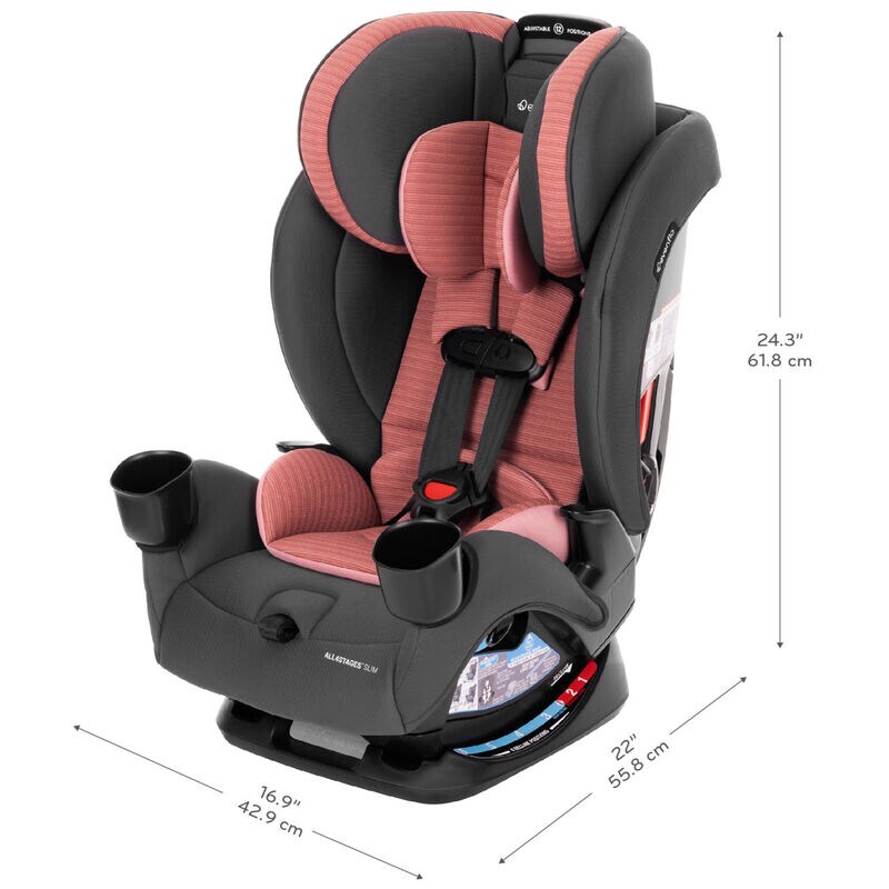 Evenflo All4Stages Slim 4 in 1 Convertible Car Seat - Sanibel Pink, Sanibel Pink, hires