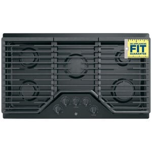 GE 36 in. 5-Burner Natural Gas Cooktop with Simmer Burner & Power Burner - Black, Black, hires