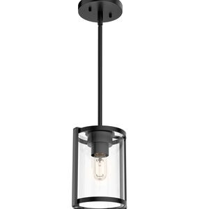 Hunter Astwood 6.25 in. Mini Pendant with Clear Glass - Matte Black, , hires