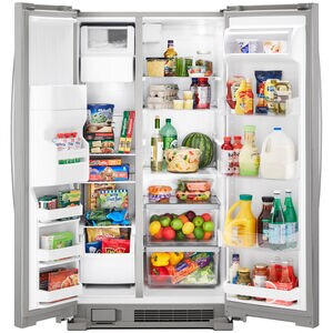 Whirlpool 36 in. 24.6 cu. ft. Side by Side Refrigerator with Ice & Water Dispenser - Monochromatic Stainless Steel, , hires