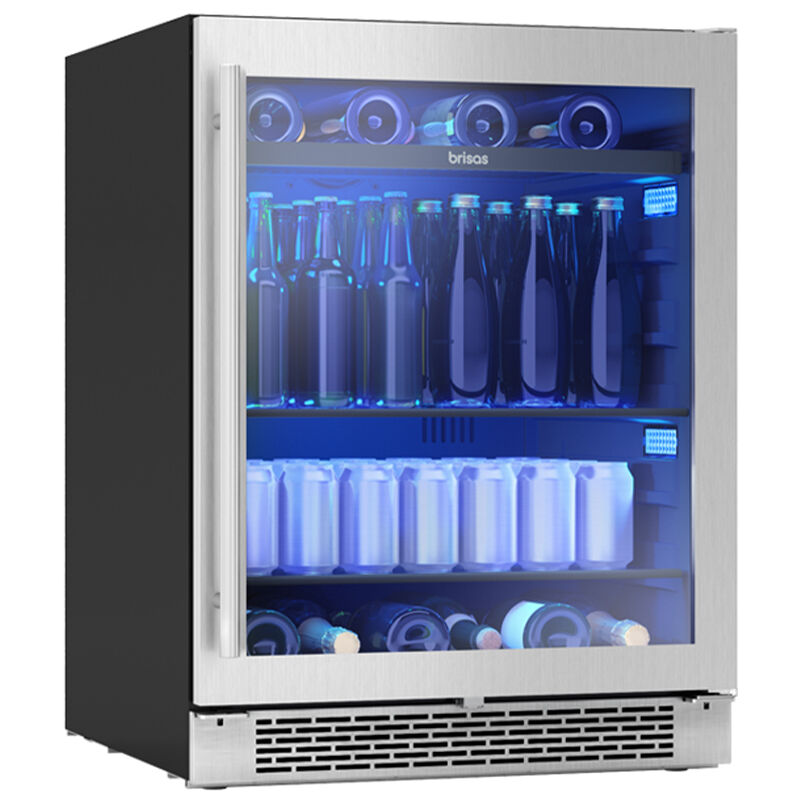 Zephyr 24 in. Built-In/Freestanding 5.1 cu. ft. Compact Beverage Center with Adjustable Shelves & Digital Control - Stainless Steel, , hires