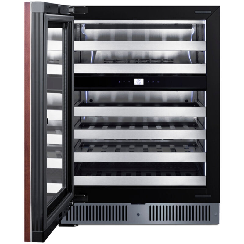 Summit 24 in. Undercounter Left-Hinged Wine Cooler with Metal Racks, Dual Temperature Zones & 48 Bottle Capacity - Custom Panel Ready, , hires