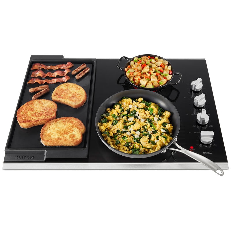 Maytag 30 in. 4-Burner Electric Cooktop with Power Burner, Reversible Grill & Griddle - Stainless Steel, , hires