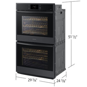 Samsung 30 in. 10.2 cu. ft. Smart Top Control SteamElectric Double Wall Oven with Dual Convection - Matte Black, , hires