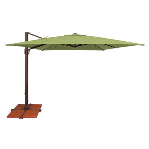 SimplyShade Bali Pro 10' Square Cantilever Umbrella in Sunbrella Fabric with Built-In Starlights - Gingko, Green, hires