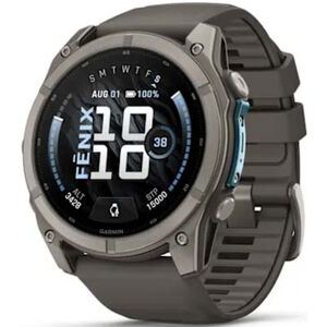 Garmin fenix 9 51 mm, AMOLED Smart Watch - Titanium with Pebble Gray Silicone Band, , hires