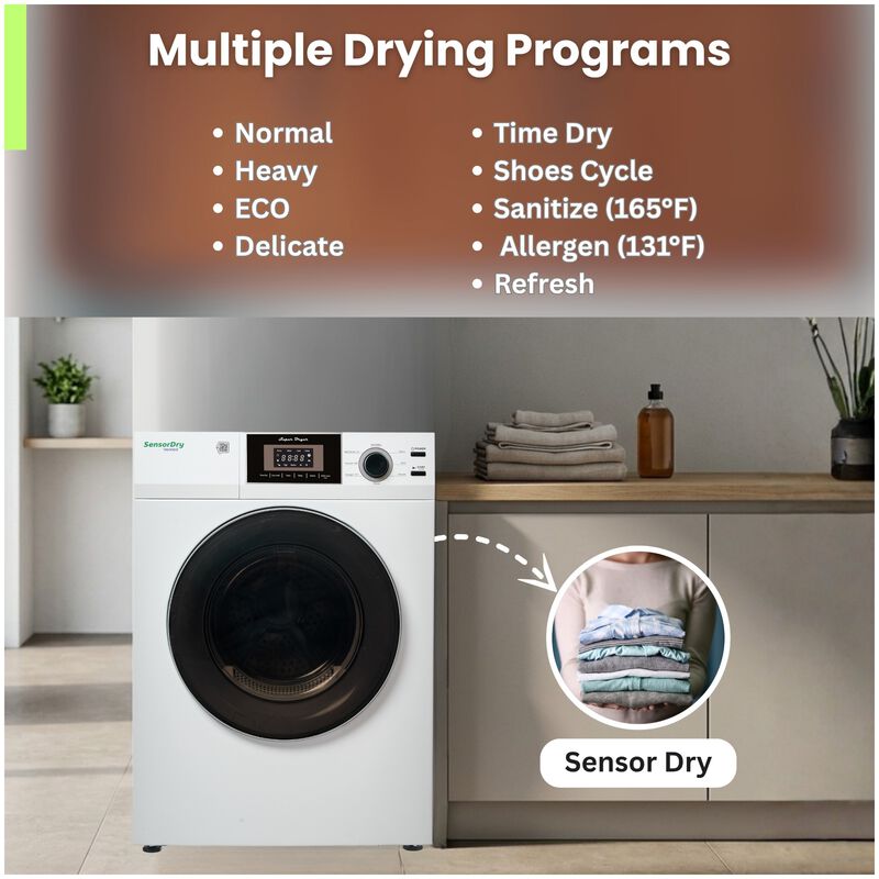 Equator Compact 24 in. 1.57 cu. ft. Electric Front Load Laundry Center with Sensor Dry, Pet & Sanitize Cycle - White, , hires