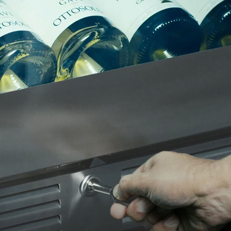 XO 24 in. Undercounter Wine Cooler with Metal Racks, Dual Temperature Zones & 46 Bottle Capacity Left Hinged - Stainless Steel, Stainless Steel, hires