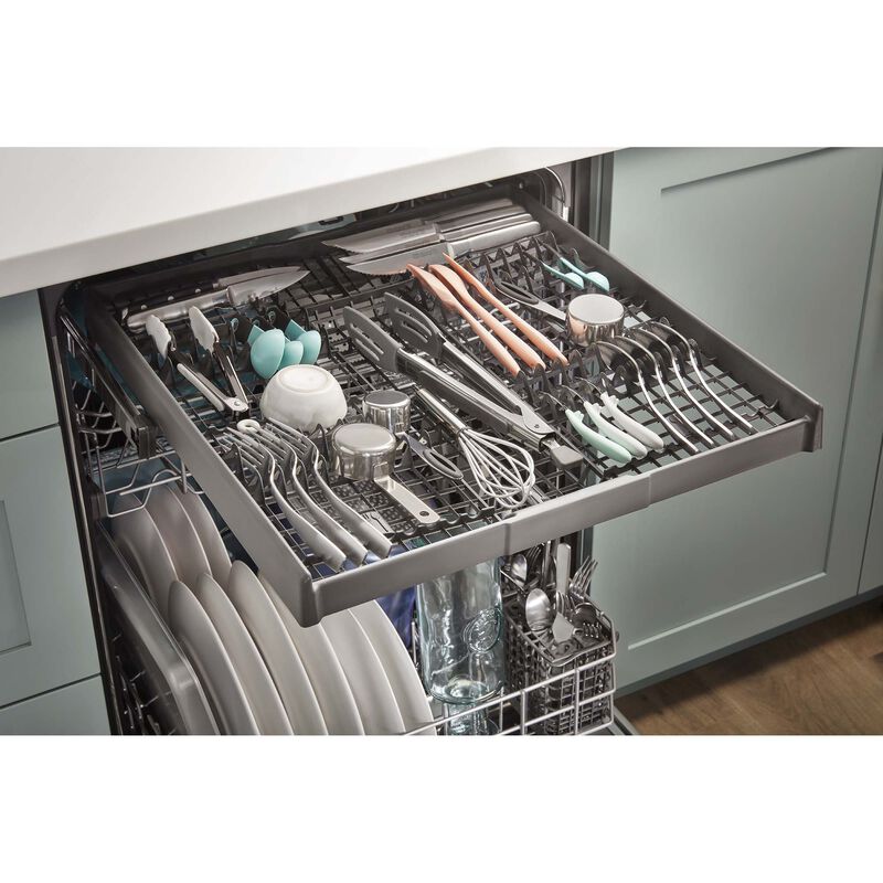 Whirlpool 24 in. Top Control Dishwasher with 47 dBa Sound Level, 3rd-Rack & Pocket - Fingerprint Resistant Stainless, , hires