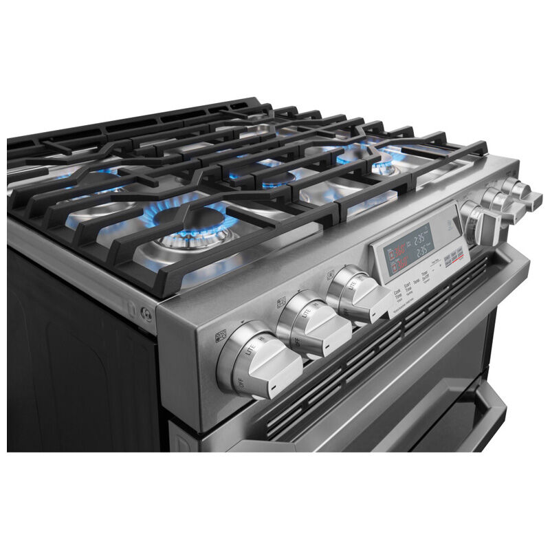 LG Signature Signature Series 30 in. 7.3 cu. ft. Smart True European Convection Double Oven Slide-In Dual Fuel Range with 4 Sealed Burners & Griddle - Stainless Steel, , hires