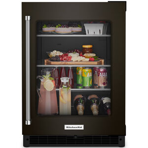 KitchenAid 24 in. 5.2 cu. ft. Built-In Undercounter Refrigerator with Glass Door - Black Stainless Steel, Black Stainless Steel, hires