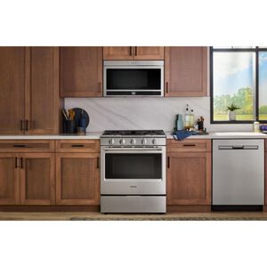 Maytag 30 in. 5.0 cu. ft. Smart Air-Fry Standard Convection Slide-In Gas Range with 5 Sealed Burners, Reversible Grill & Griddle - Fingerprint Resistant Stainless Steel, , hires